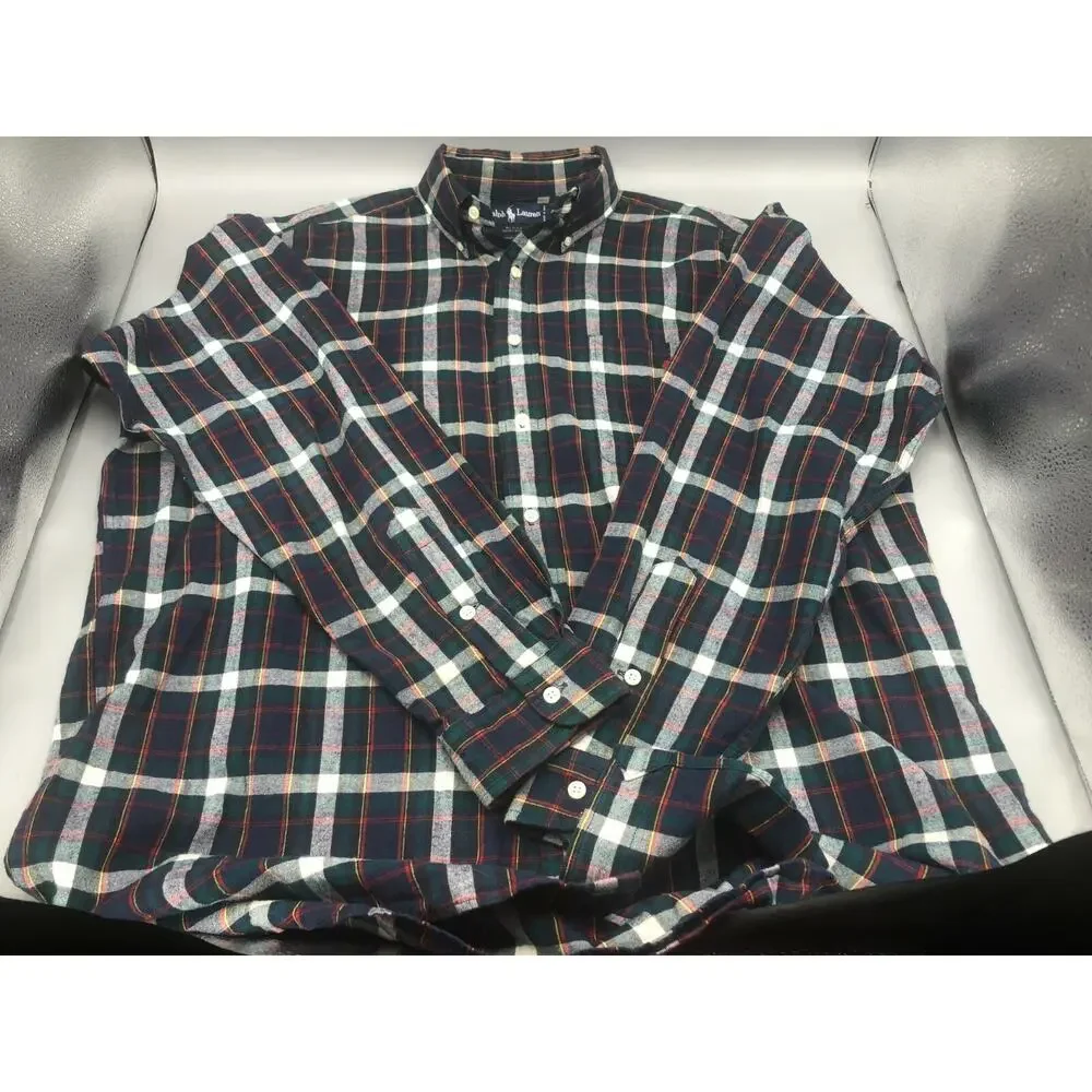 Polo Ralph Lauren Blaire Plaid Button Down Shirt Mens Size Medium Blue Yellow M